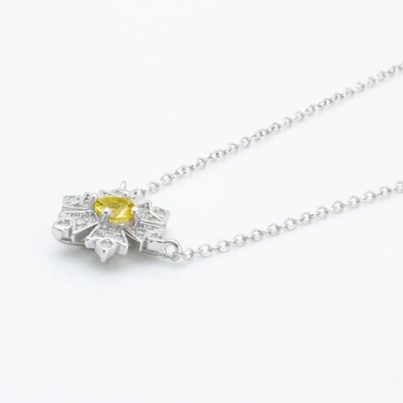 Genuine Citrine Sterling Silver Flower Necklace - Picture 2 of 3